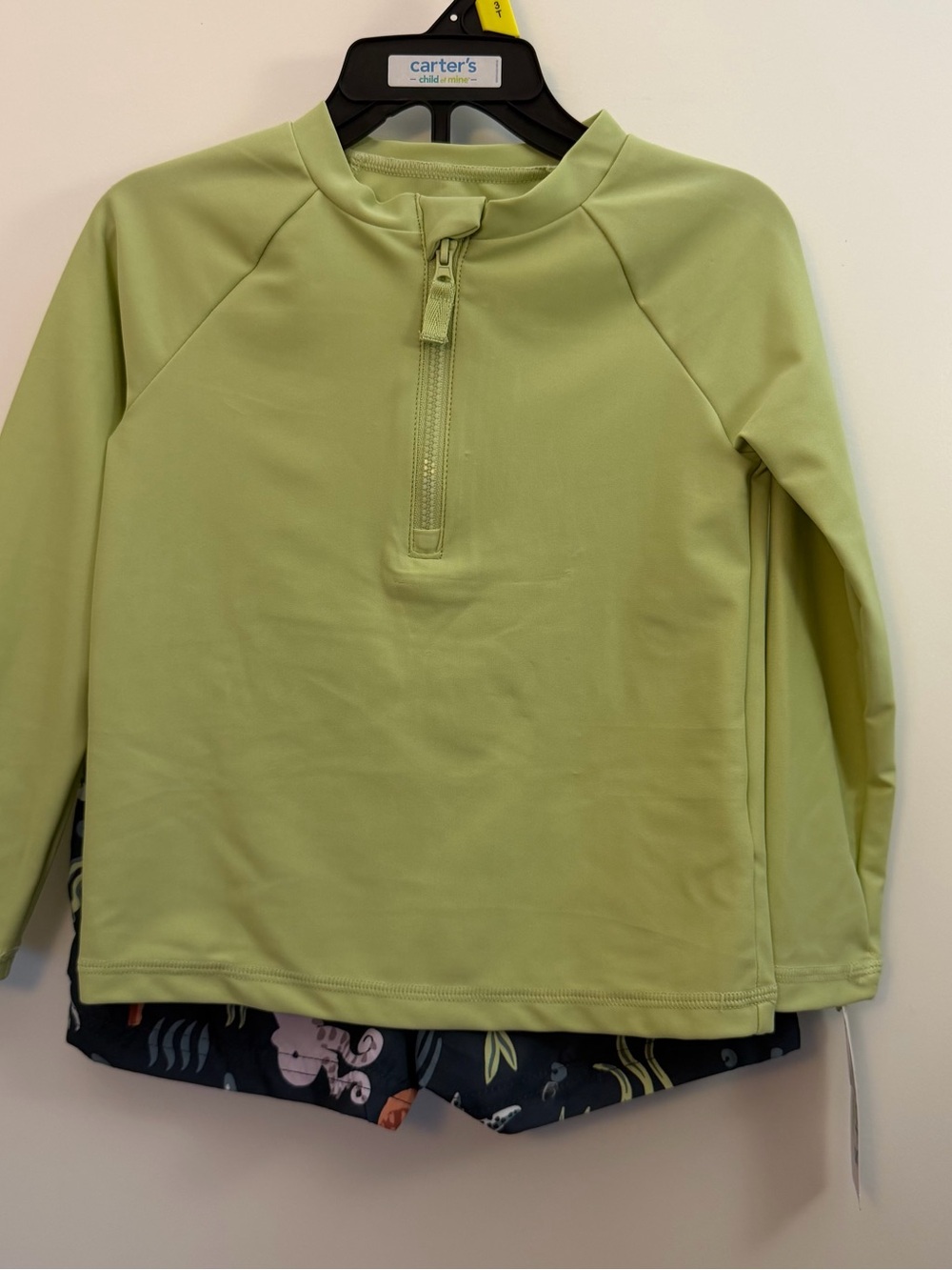 3T Carter's Light Green UPF50+ Long Sleeve 2 piece Swim suit